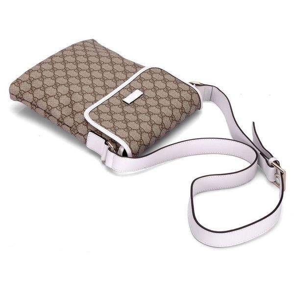 1:1 Gucci 223666 Men's Small Messenger Bag-White Beige/Ebony GG Plus